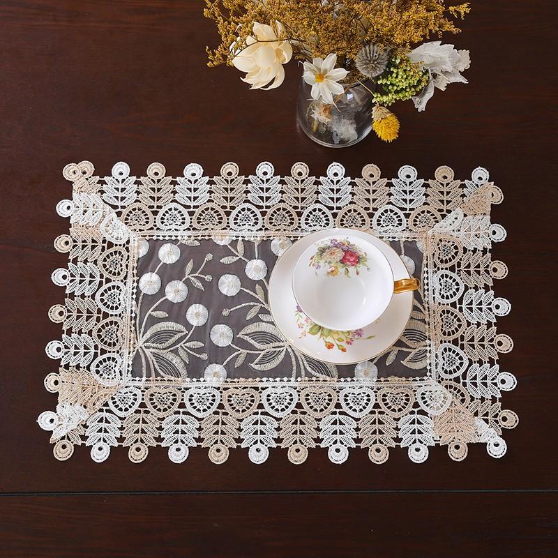 European Coffee Table Cloth, Lace Fabric Dust Cover, TV Stand Tablecloth, American Makeup Desk Protector, Long Shoe Cabinet Cover