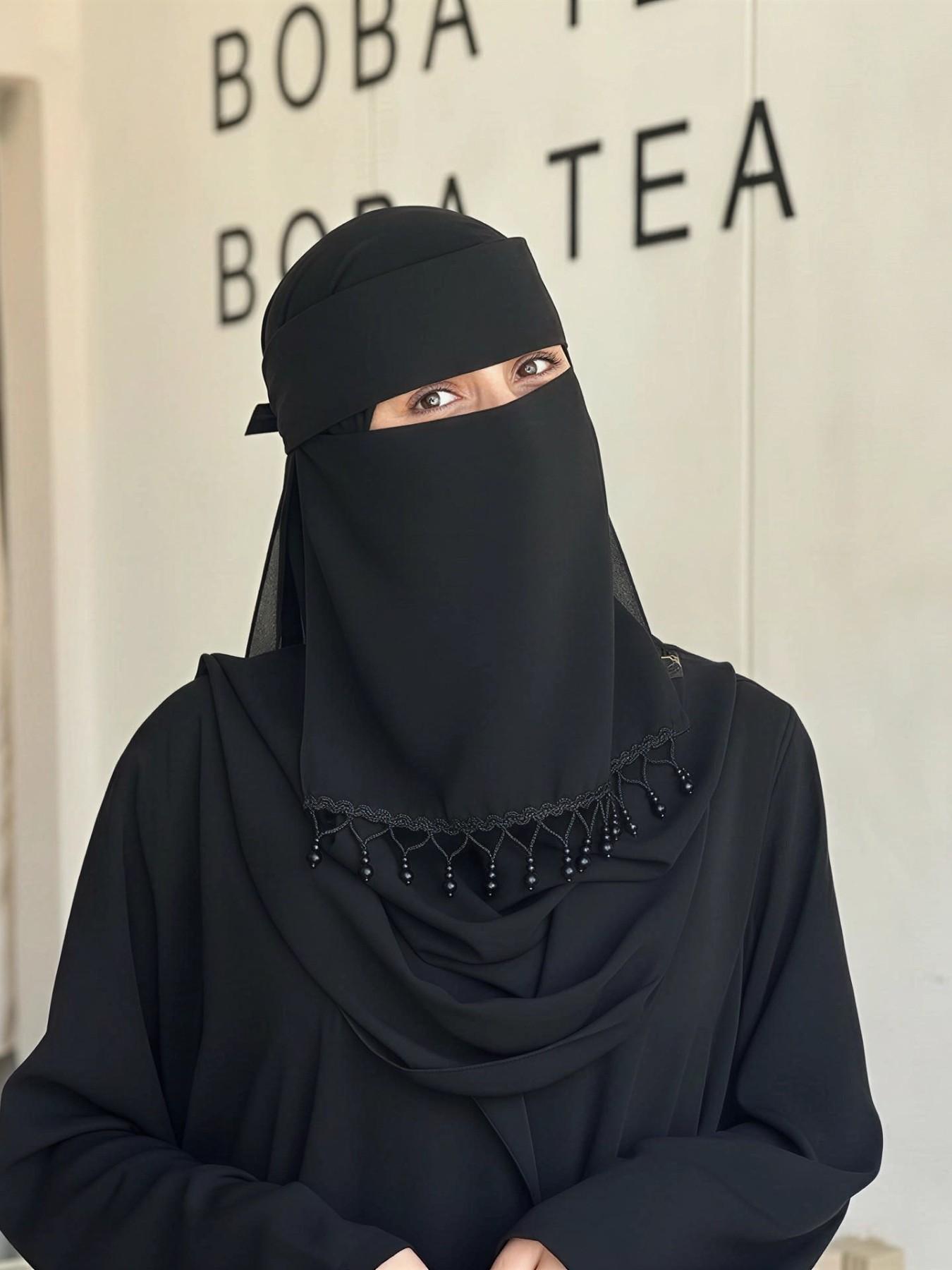 Women's Solid Color Chiffon Face Veil, Elegant Arabic Conservative Niqab Hijab, Soft Middle Eastern Mask, Daily Wear for Dress