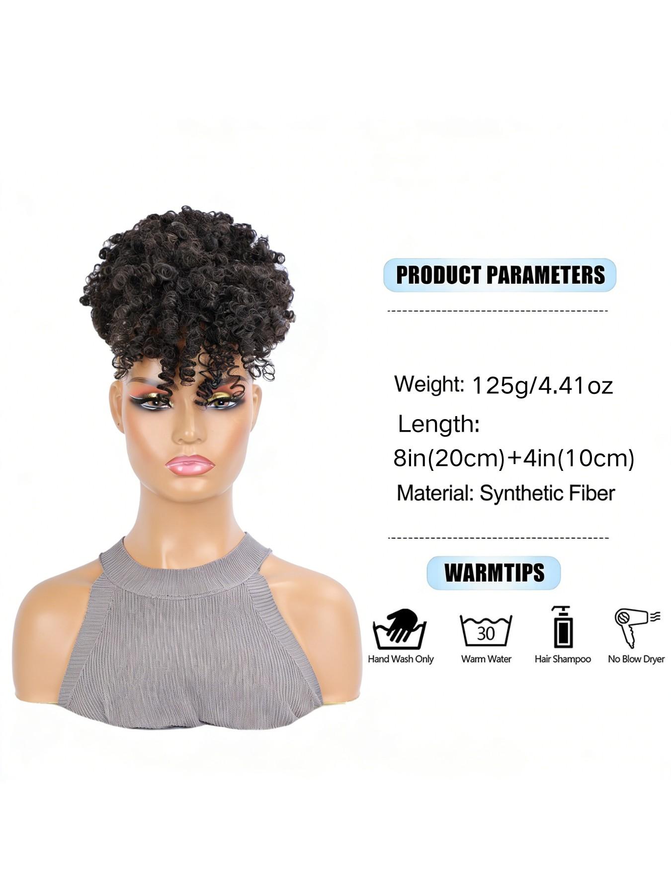 Explosive Bob Wig Hair Extension Block, Curly Synthetic Fiber, Daily Wear Accessory, All-Season Use, Ideal for Women