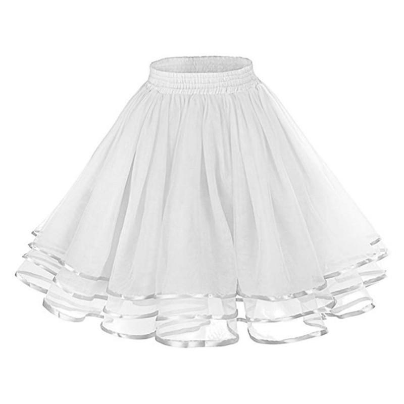14 Colors Women Petticoat Tutu Underskirts Crinoline 50's Three Layers Ribbon Gauze Tulle Skirt Vintage Bridal Slips Rockabilly