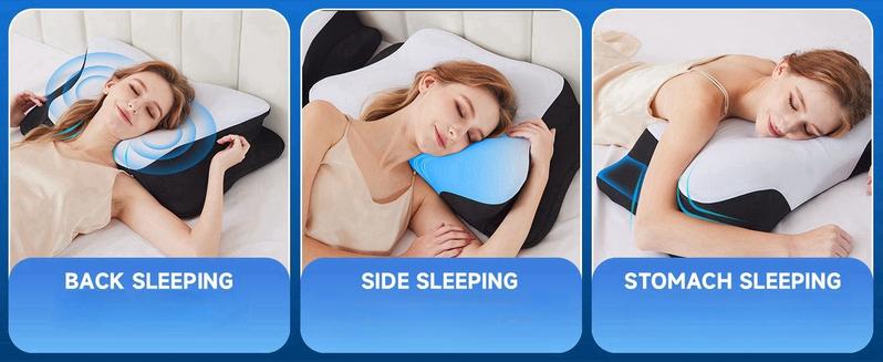 SUPA MODERN Ergonomic Cooling Cervical Memory Foam Neck Support Pillow, Hollow Design 1 Count Comfortable Contour Pillow, Dual Height Support Adjustable Bed Pillow for Sleeping, almohada, Bedroom Decorations, Valentine's Day Gift, Gifts for boyfriend