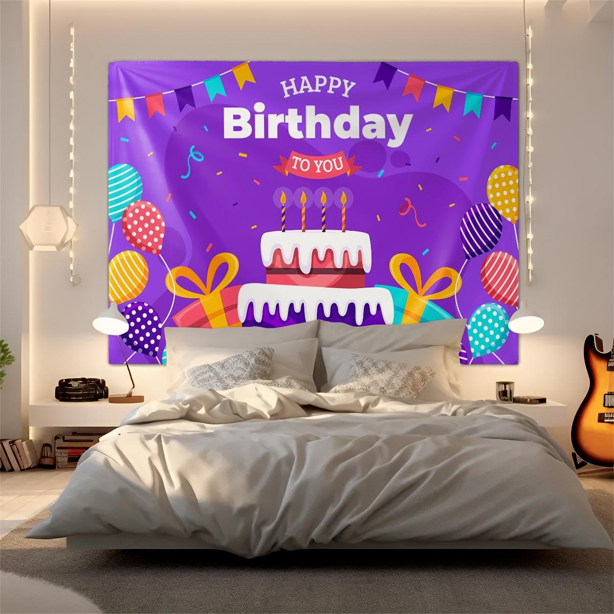 Joyful Birthday Party Theme Tapestry – Perfect Party Decor Gift ✨ Cake & Candy Print, Living Room Backdrop Decor, Maxes Out Birthday Gathering Vibe