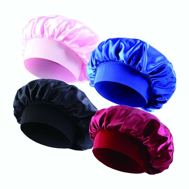 4pcs/LOT Women's Satin Solid Sleeping Hat Night Sleep Cap Hair Care Bonnet Nightcap For Women Men Unisex Cap bonnet