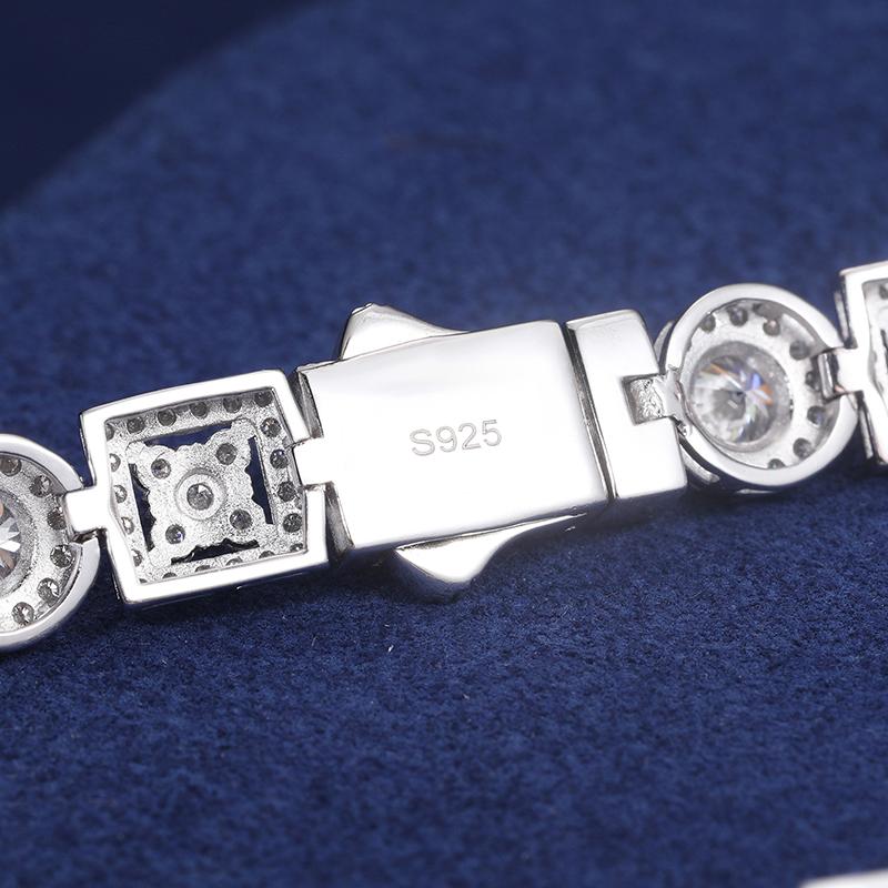 【#BS9250108】8mm 18K Gold-Plated Bracelet with Lab-Grown Moissanite Sparkling Chain Bracelet 100% 925 Sterling Silver