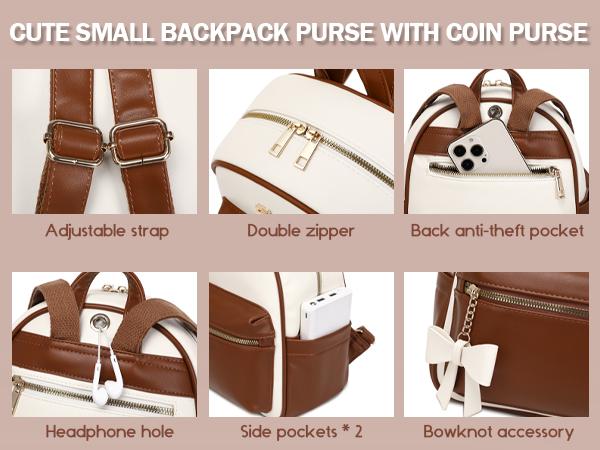 Eslcorri Mini Backpack Purse for Women - Girls Bowknot  display picture 2
