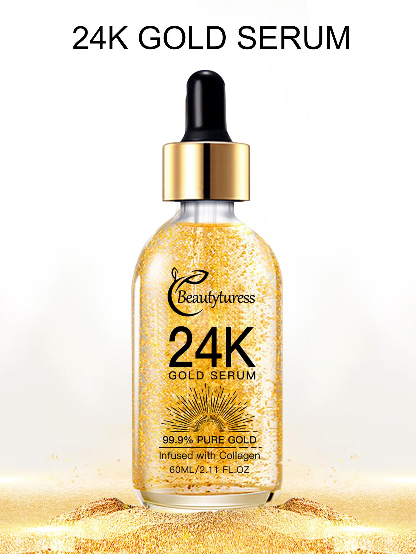 24k Gold Serum with 24k Gold, Collagen, Skin Brightening Skin Tone Softening Skin Pore Controlling Moisturizing Face Serum