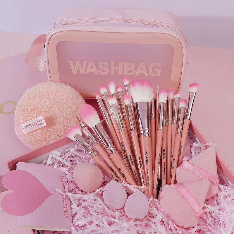 MAANGE Makeup Brush Set, 27/49pcs/set Makeup Tool Set Including Soft Brushes, Beauty Sponges, Powder Puffs, Brush Cleaner Mat, Bag and Makeup Accessories Organizer, Multifunctional Makeup Kit for Beginners