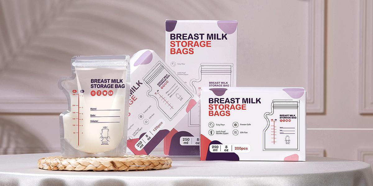 BPA-Free Breastmilk Storage Bags - 60 Pcs, 8 Ounce, Self-Standing with Pour Spout, Space-Saving Flat Profile, Ideal for Convenient Breastfeeding and Milk Storage, Refrigeration & Freezing
