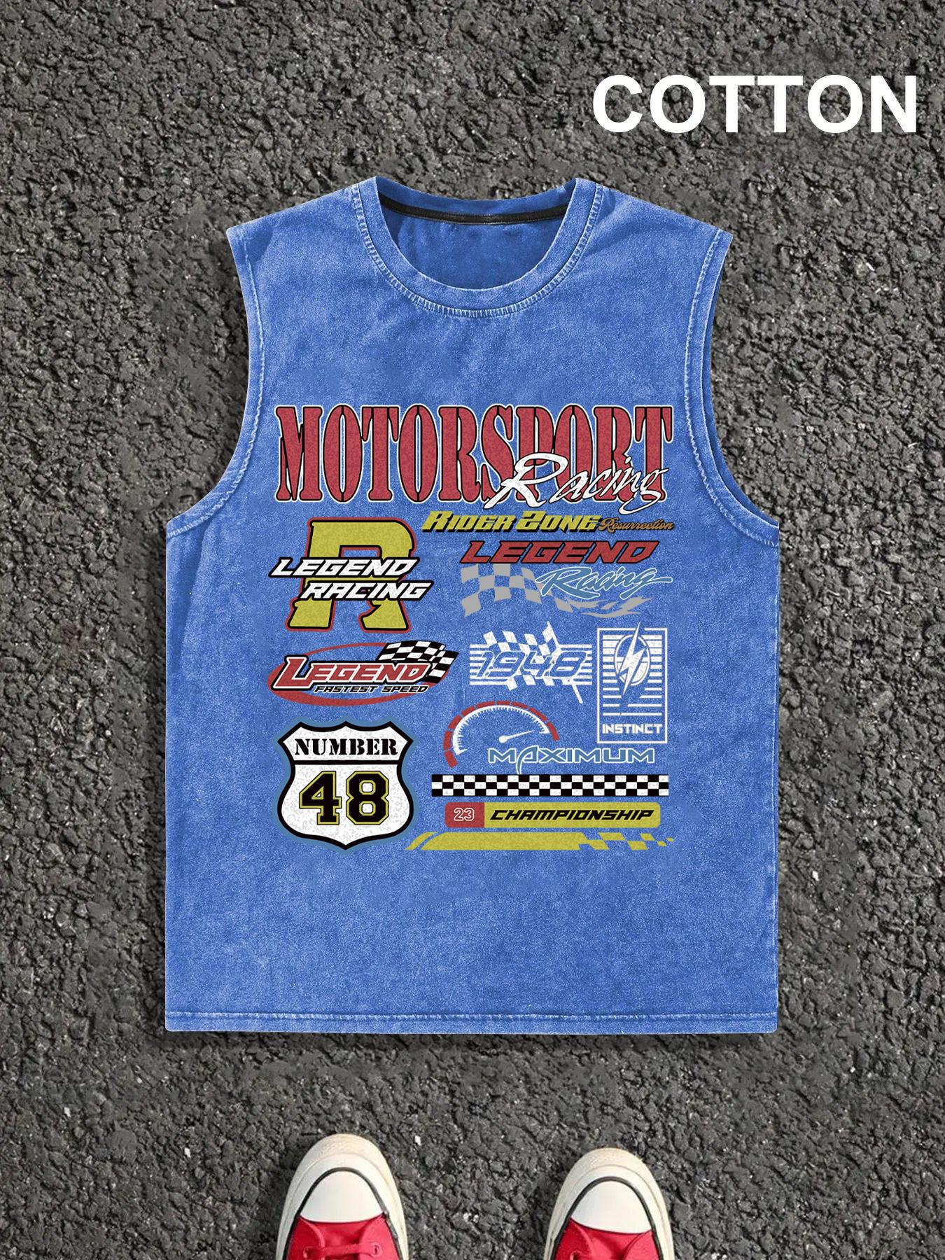 Men's Vintage Graphic Print Round Neck Tank Top, Casual Sleeveless Fitted Top for Summer, Men's Top for Daily Wear