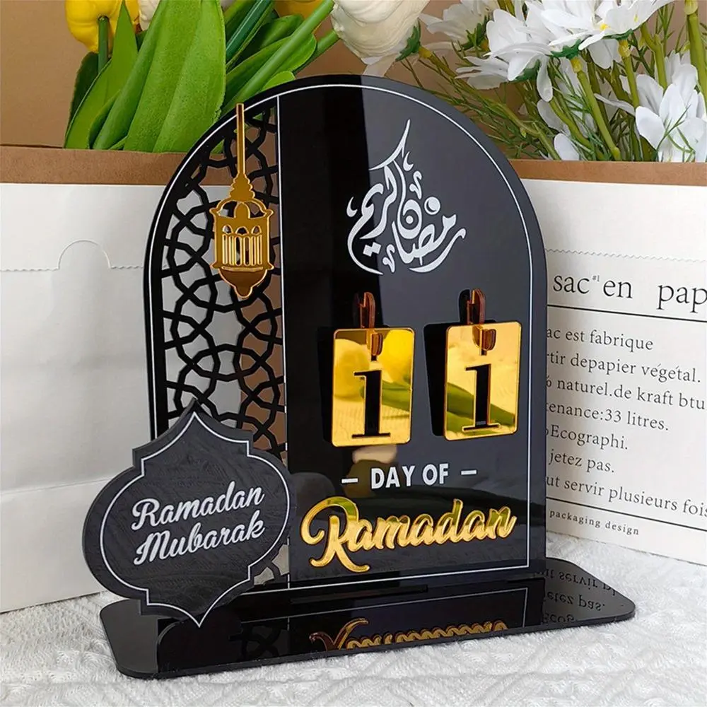 Acrylic Ramadan Desktop Countdown Calendar, Eid Al‑Fitr Home Indoor Decor Ornament, Ramadan & Eid Al‑Fitr Holiday Celebration Supplies