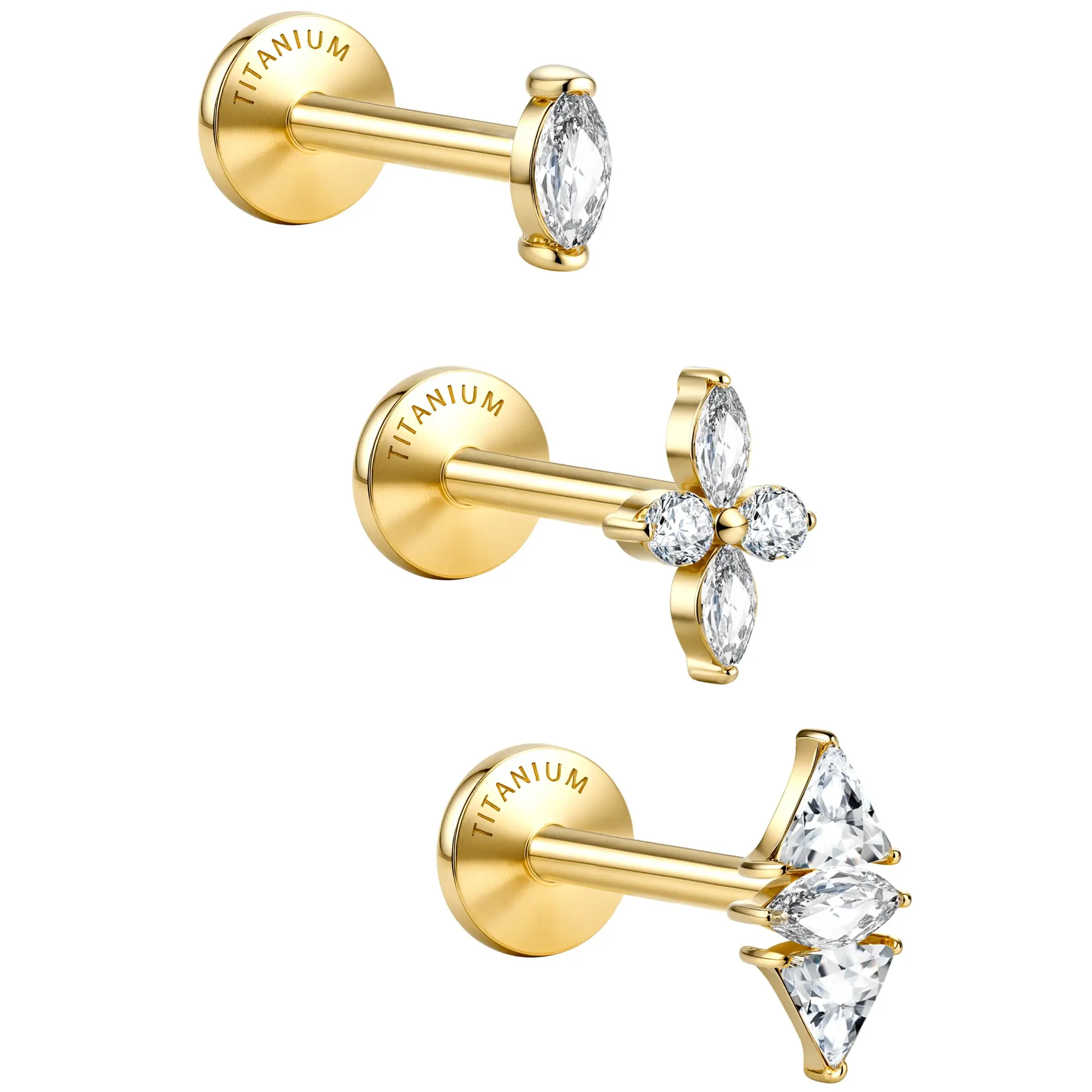 GEMQUEEN G23 Titanium Hypoallergenic Earring Sets, 18G Internally Threaded 6mm Cubic Zirconia Studs, Unisex Flat Back Body Jewelry for Helix/Tragus Piercing, Anniversary/Birthday Gifts