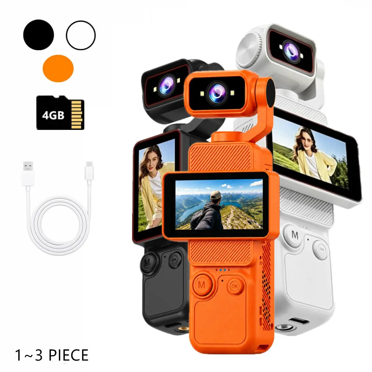 HD Pocket Action Camera, WiFi Handheld Camera, 180° Auto Rotating Lens & Manually flip screen, 6X Digital Zoom, One-button recording for travel and Vlog daily moments, Handheld Video Camera, boyfried birthdays Gifts