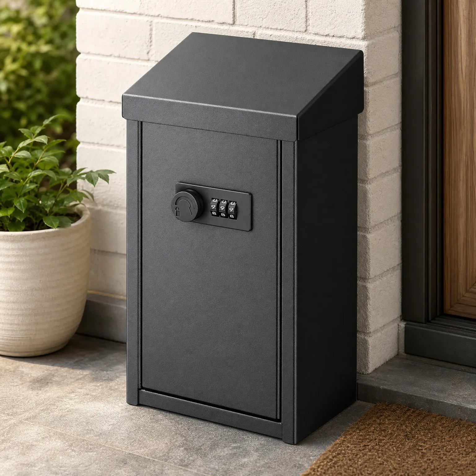 Black Metal Combination Lock Box with Top Slot, Wall Mounted Cash Box for Outside, Donation & Suggestion Box for Office and BusinessGift