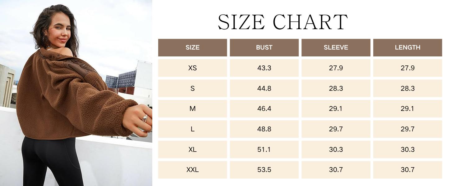 SCUSTY Women's Cropped Sherpa Lined Fleece Jacket Winter Warm Button Down Fuzzy Coats Shacket Outerwear with Pockets