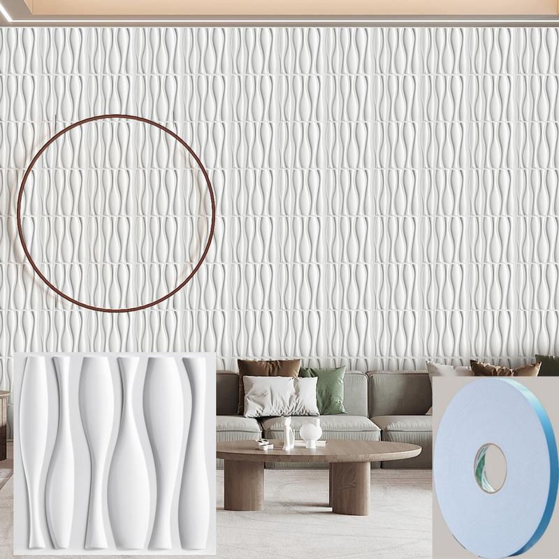 20/30pcs 3D Textured PVC Wall Panels, Waterproof & Moisture-Proof, Easy Install with Adhesive Tape - Modern Abstract Design for Stylish Home Decor, 11.8 x 11.8 inch, Waterproof Wall Panels