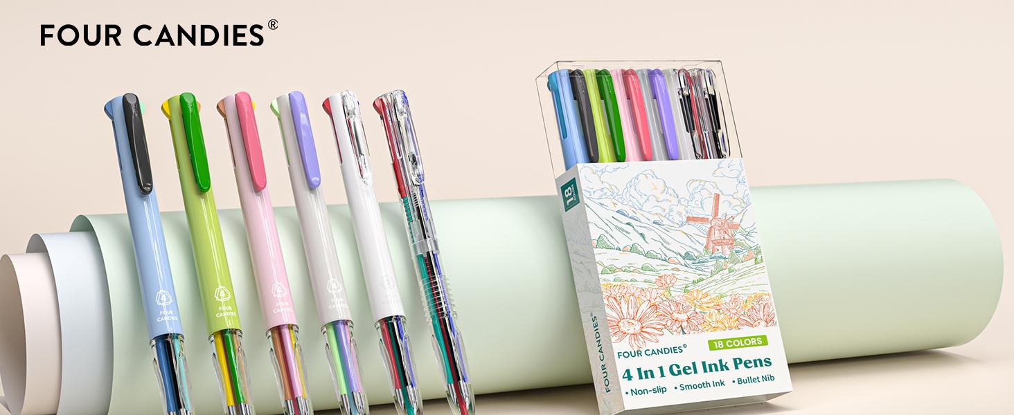 Four Candies Nurse Pen 6 PCS Multicolor Gel Pens 0.5mm 4-in-1 Ink for Office School & Back to School Supplies 18Colors Retractable Ergonomic Design Blue White Pink Black Four Candies Nurse Pen 6 PCS Multicolor Gel Pens 0.5mm 4-in-1 Ink for Office School & Back to School Supplies 18Colors Retractable Ergonomic Design Blue White Pink Black