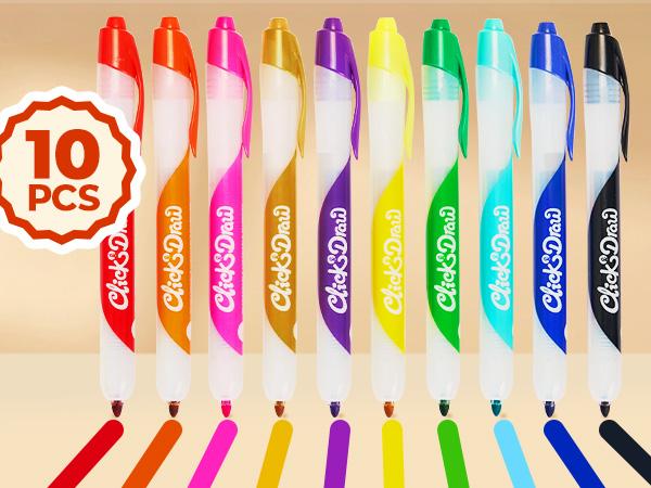 JoyCat Click Washable Markers with Retractable Tips, Ideal Arts and Crafts Supplies, Coloring Markers, Water Color Marker, Easter Gifts for Kids & Adults