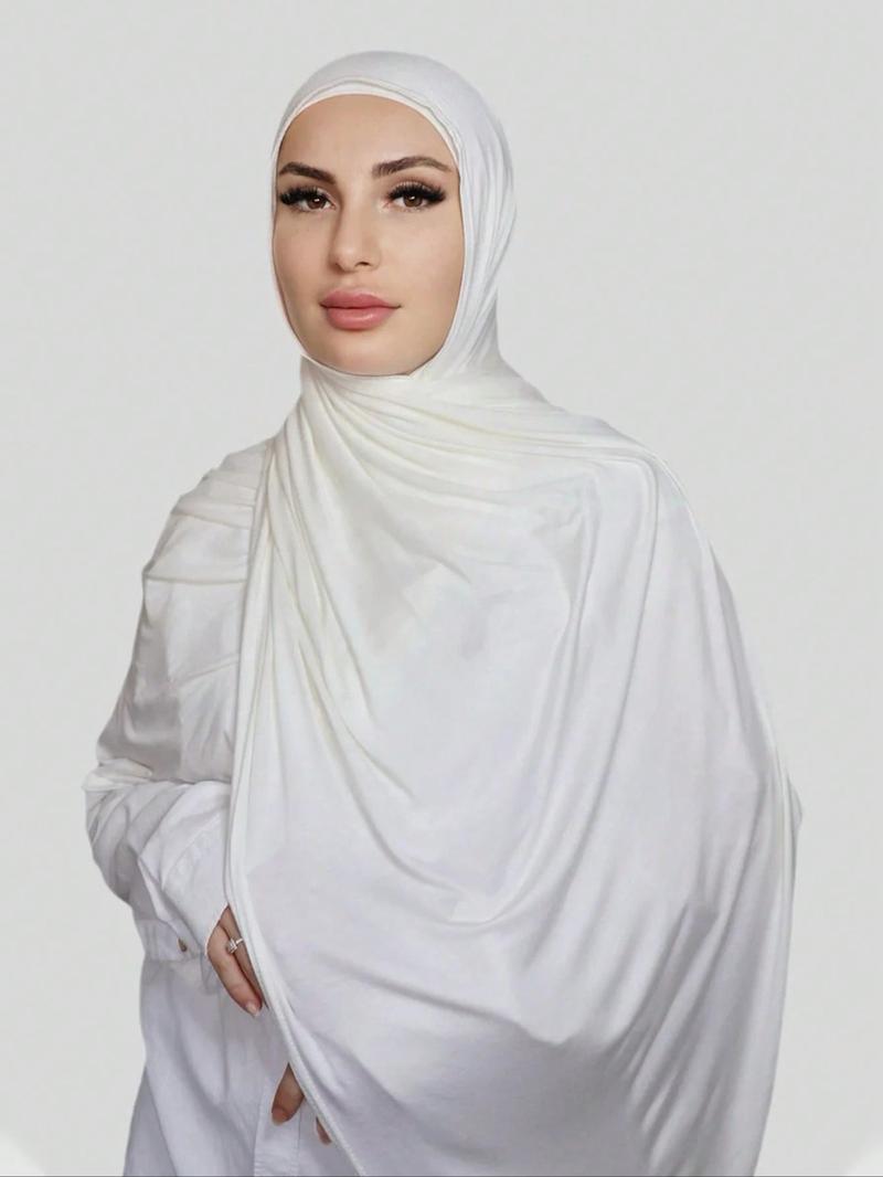 1pc Instant Jersey Hijab with Undercap, Silky Soft Breathable Fabric, Casual Plain Design, Ideal for All Seasons & Special Occasions, Tudung