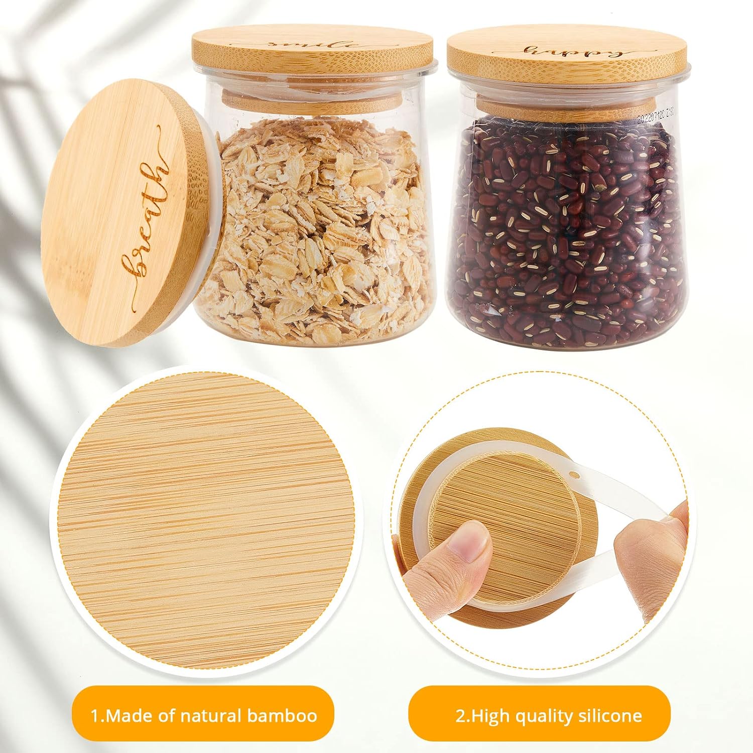 12 count Yogurt Jar  Inspirational Yogurt   Set with  Sealing Compatible with  Jars, Smile Happy Kind (Inspiration Words)