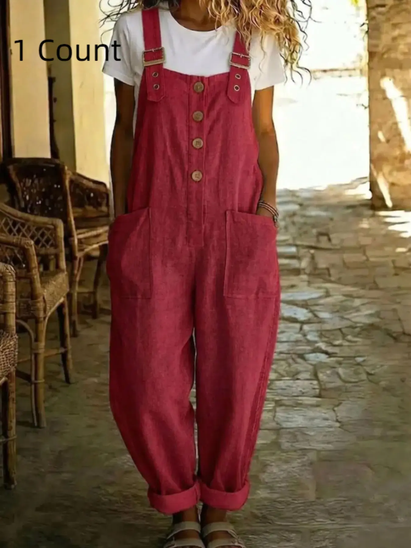 2026 Summer New Solid Color Straight-Leg Bib Pants, Retro Pocket Overalls for Women, European and American Style