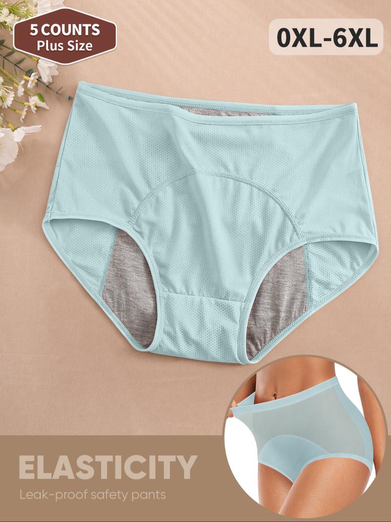 Women's Plus Size High Waisted Underwear Set, Breathable Comfort Fit, Non-Irritating, All Season Wear, 5 Pack, Sizes 0xl-4xl