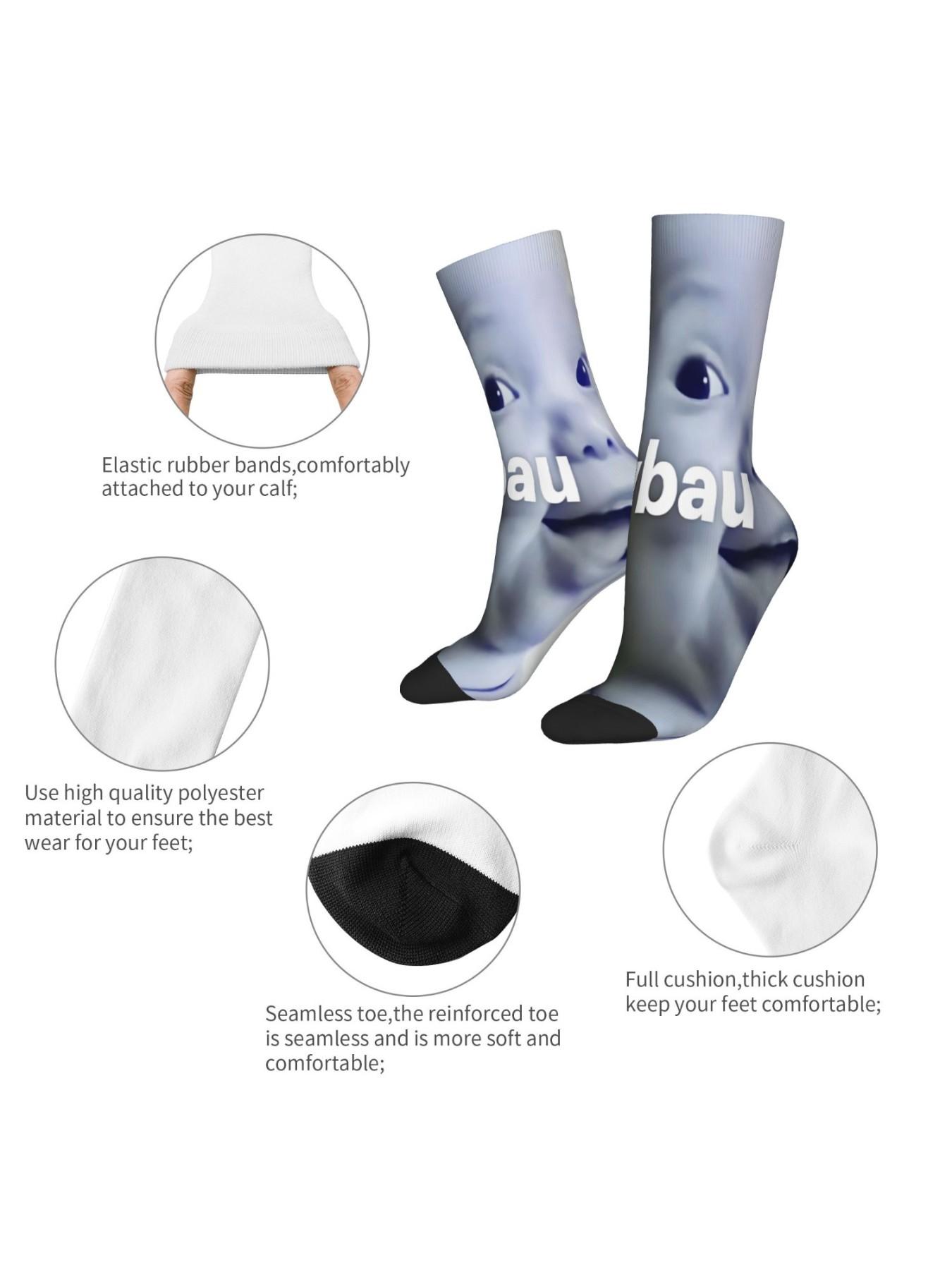 1 Pair Hip Hop Vintage Sybau Crazy Men's compression Socks Unisex Funny Street Style Pattern Printed Funny Novelty Happy Crew Sock Streetwear