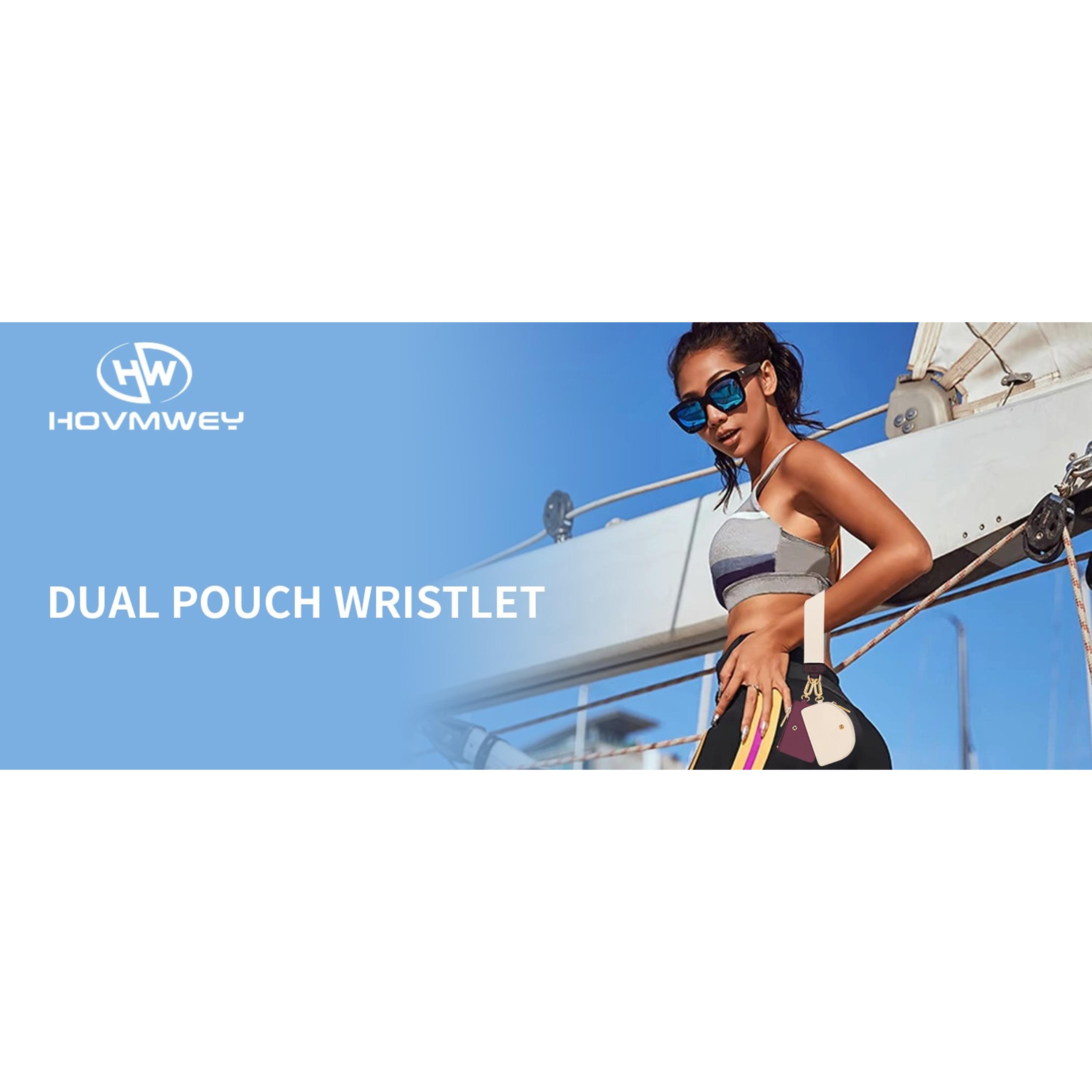 Keychain Wallet, Detachable Dual Pouch Wristlet Wallets for Women Men, Portable Mini Zip Around Small Wallet Coin Purse