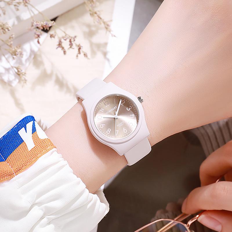 Pastel Digital Watches for Girls - High-End Silicone Quartz Fashion Women's Watches with Decorative Design for Students