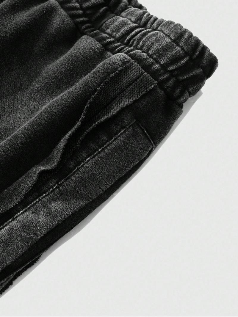 Men's Plus Size Washed Cotton Straight Leg Pants, Comfortable Casual Long Trousers, Stylish and Durable Clothing for Daily Wear