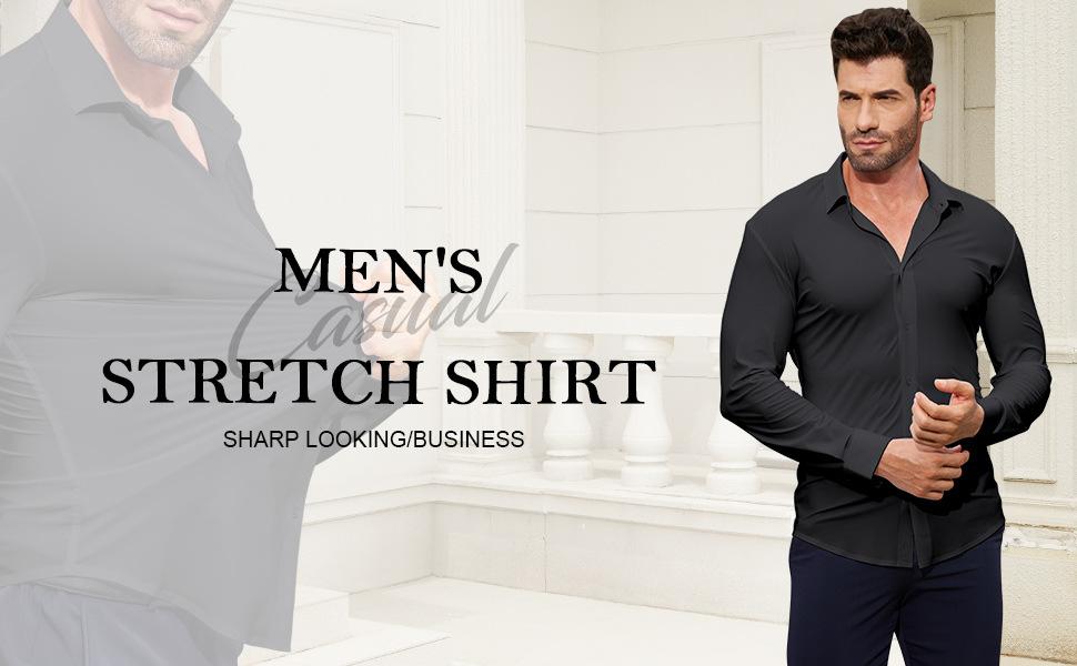 [Seamless & High-Stretch] Cross-Border Bestseller: Men's Solid-Color 4-Way Stretch Shirt - Non-Iron, Wrinkle-Resistant, European Sizing (Business Casual)