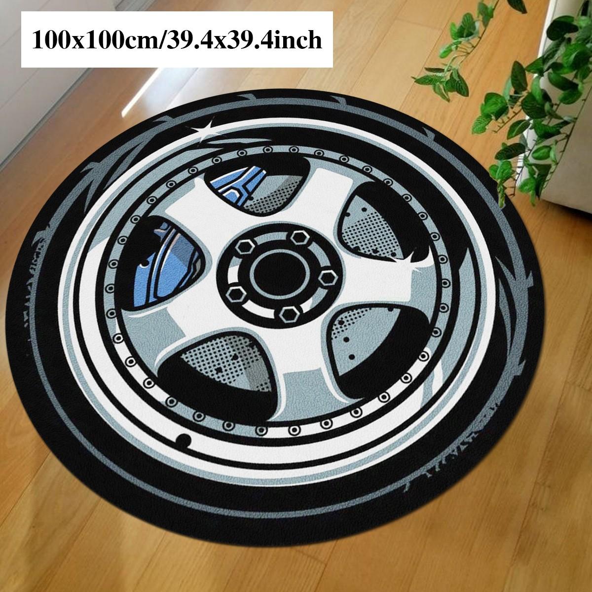 Circular Rug with Trendy Wheel Pattern, Soft Non-Shedding Carpet for Living Room, Bedroom, Coffee Shop, Multiple Sizes Available