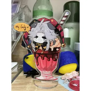 Game The Freak Circus Pierrot Strawberry Chocolate Milkshake Acrylic Stand Anime Figure Desktop Ornament Cosplay Props