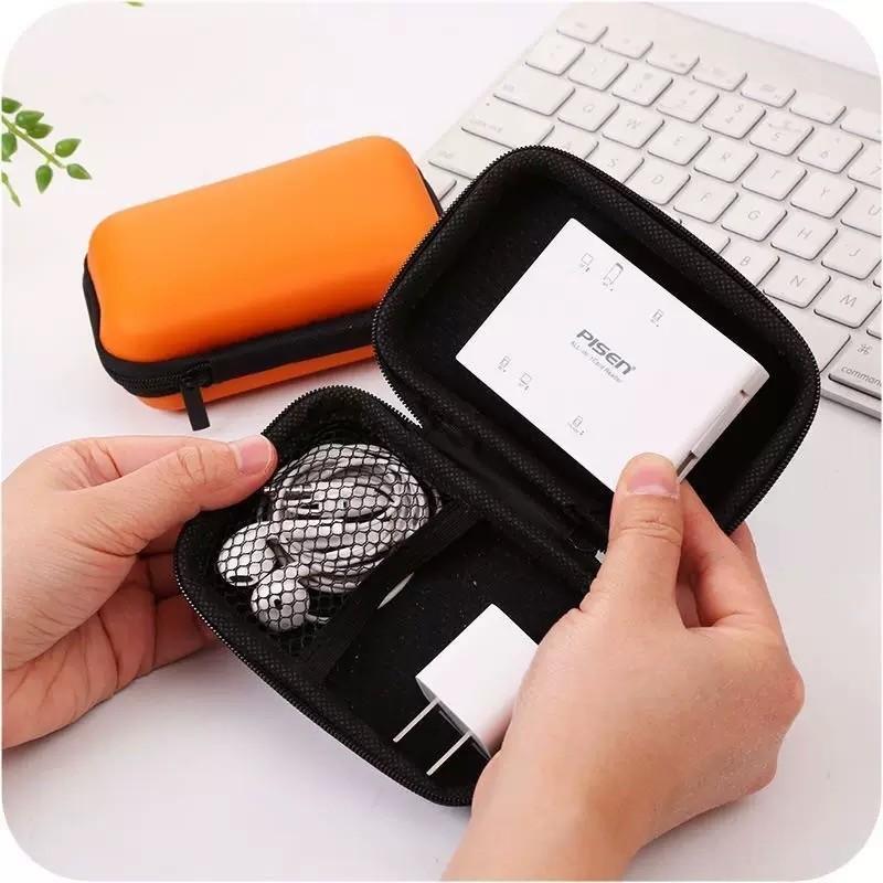 Bluetooth-compatible Wired Earphone Box, Universal Earphone Case, Shockproof Wallet, Includes Charger and Data Cable, Ready Stock