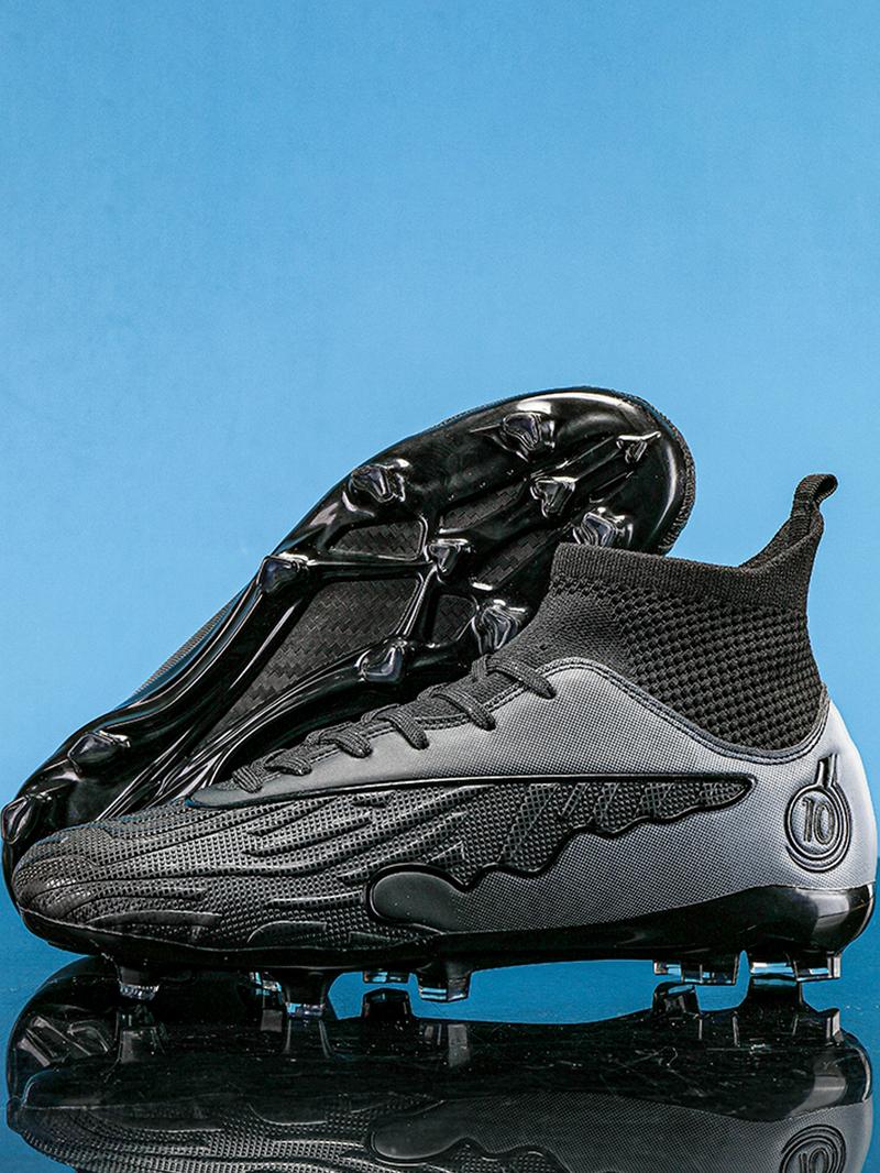 Lace up High Top Football Shoes, Anti-slip Spike Soccer Shoes, Matching Black Football Cleats, Solid Color Outdoor Sports Training Shoes, Football Field Boots, Men Shoes Lace up High Top Football Shoes, Anti-slip Spike Soccer Shoes, Matching Black Football Cleats, Solid Color Outdoor Sports Training Shoes, Football Field Boots, Men Shoes