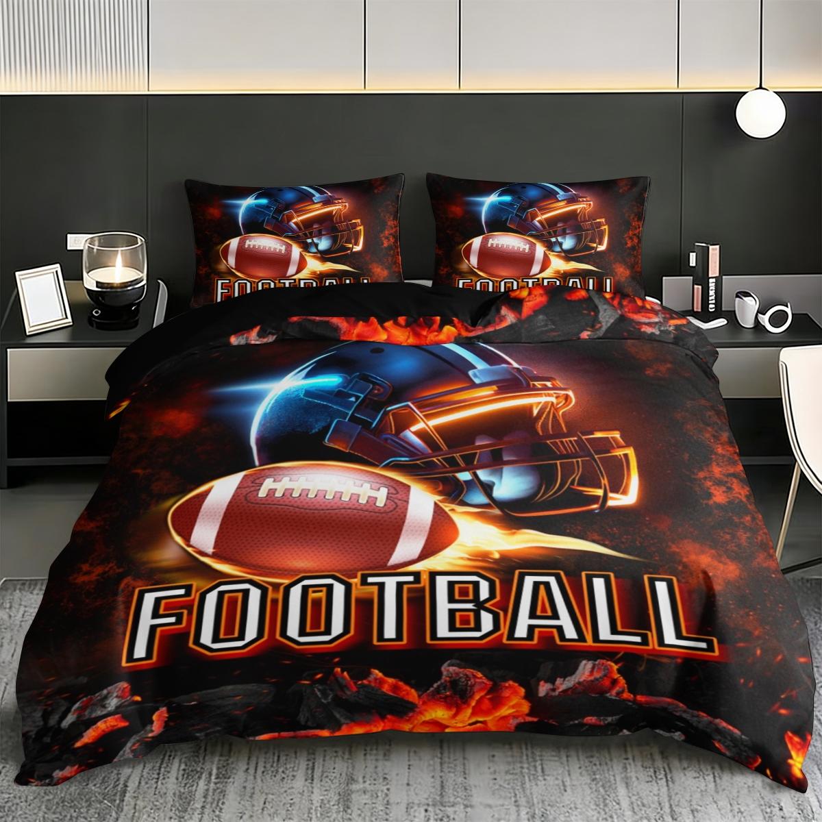 3-piece rugby patterned printed Decorative Duvet Cover - soft and comfortable, suitable for bedroom, guest room, and dormitory decoration bedding. 3-piece set (1 duvet cover+2 pillowcases without core)