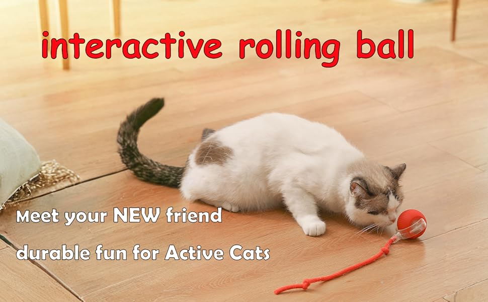 FuzzTik Cat Interactive Ball Toy, with Tail Automatic Rolling Ball, Rechargeable Smart Pet Interactive Toy, Cat Smart Ball dog  toys  fyi