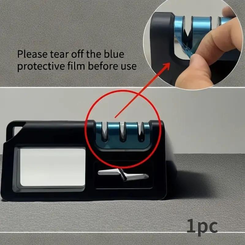 4-in-1 Knife Sharpener with Diamond Sharpening Stone – Multi-Use Kitchenware Tool for Sharpening Knives, 7.48 Inches Long, Ergonomic Handle & Adjustable Angle Slots for Precision Sharpening