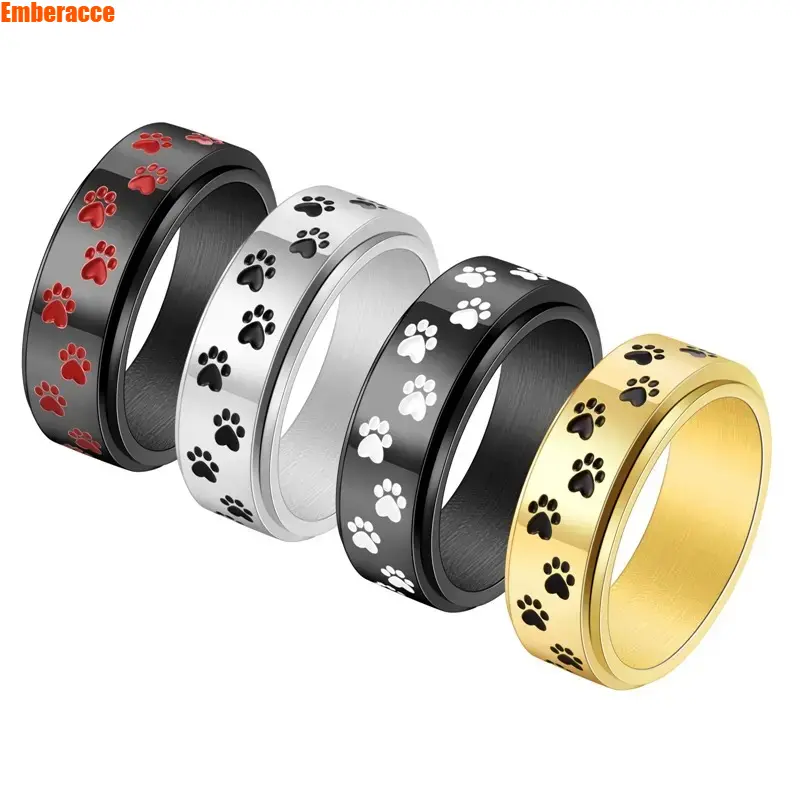 Unisex Edgy Punk Titanium Steel Anxiety Ring - 8mm Wide Band, Rotatable Anti-Anxiety Fidget Ring with Diamond Pattern, Stainless Steel Daily Wear Gift Accessory for Stress Relief Meditation