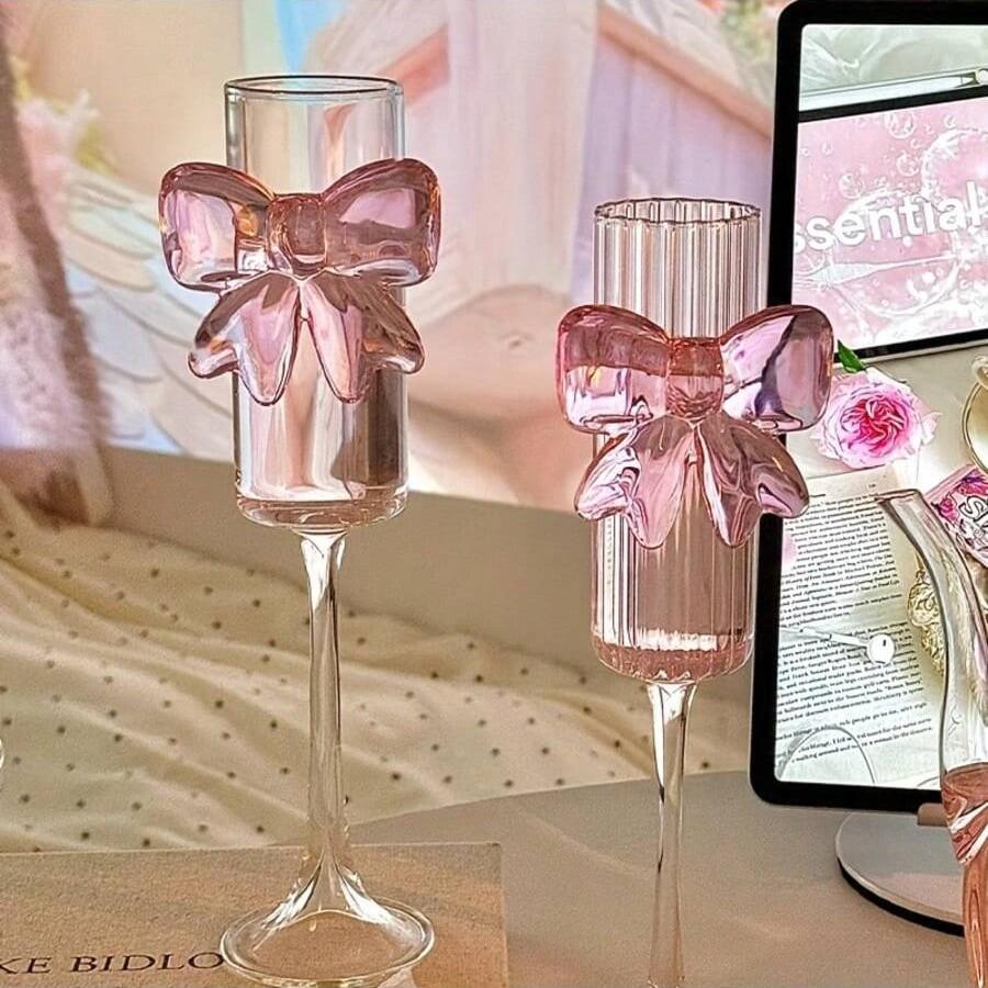 Elegant Large Bowknot Champagne Glass, Cute Butterfly Tall Cup, Ideal for Champagne, Wine, Sparkling Wine, Sweet Wine, Perfect Gift