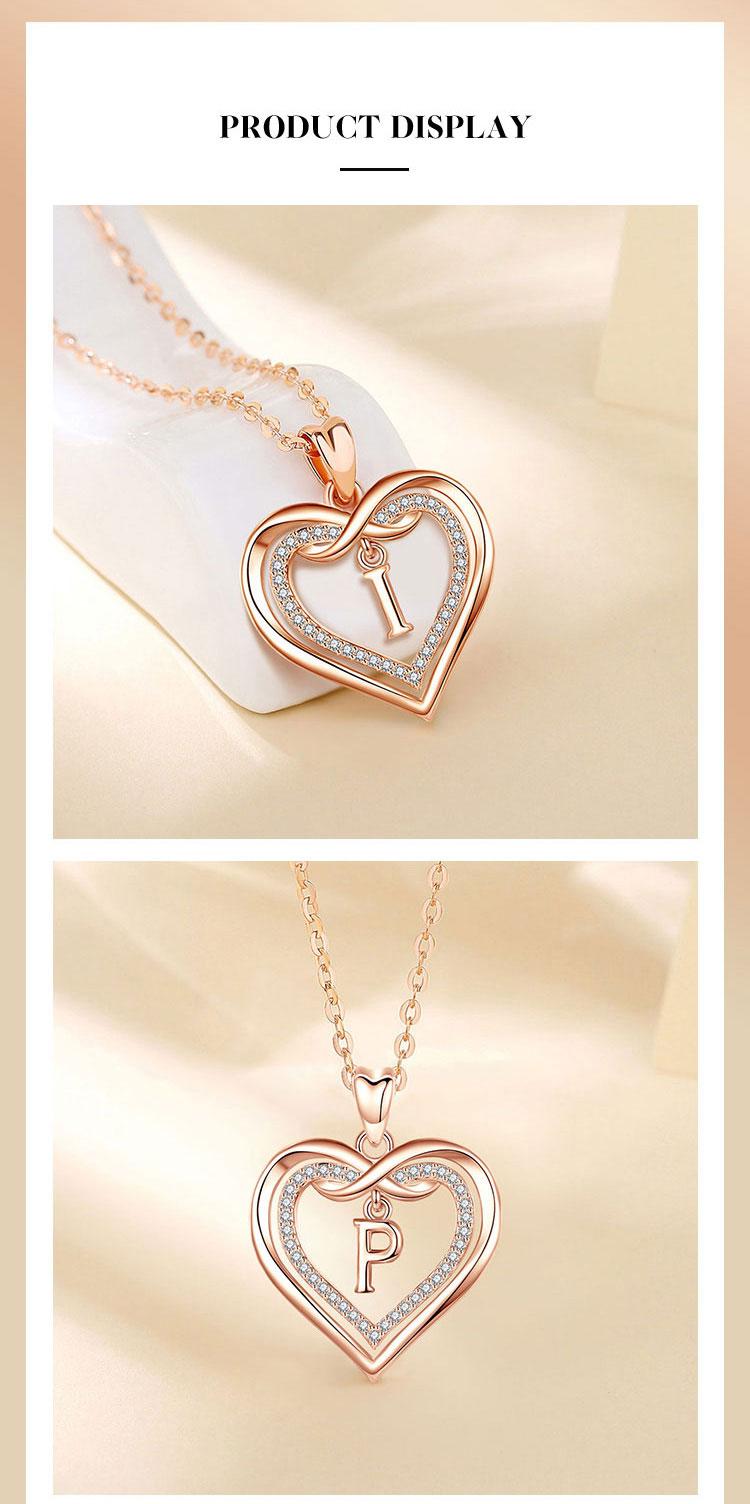 Elegant Captain Heart Initial Necklace with Cubic Zirconia, Personalized A-Z Alphabet Pendant, Delicate RoseGold Heart Jewelry for Women