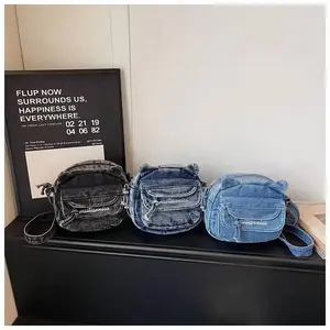New Cute Cat Ears Denim Mini Crossbody Bag Women Casual Simple Shoulder Bag Fun Coin Pouch Travel Outdoor Y2K Small Wallet Purse