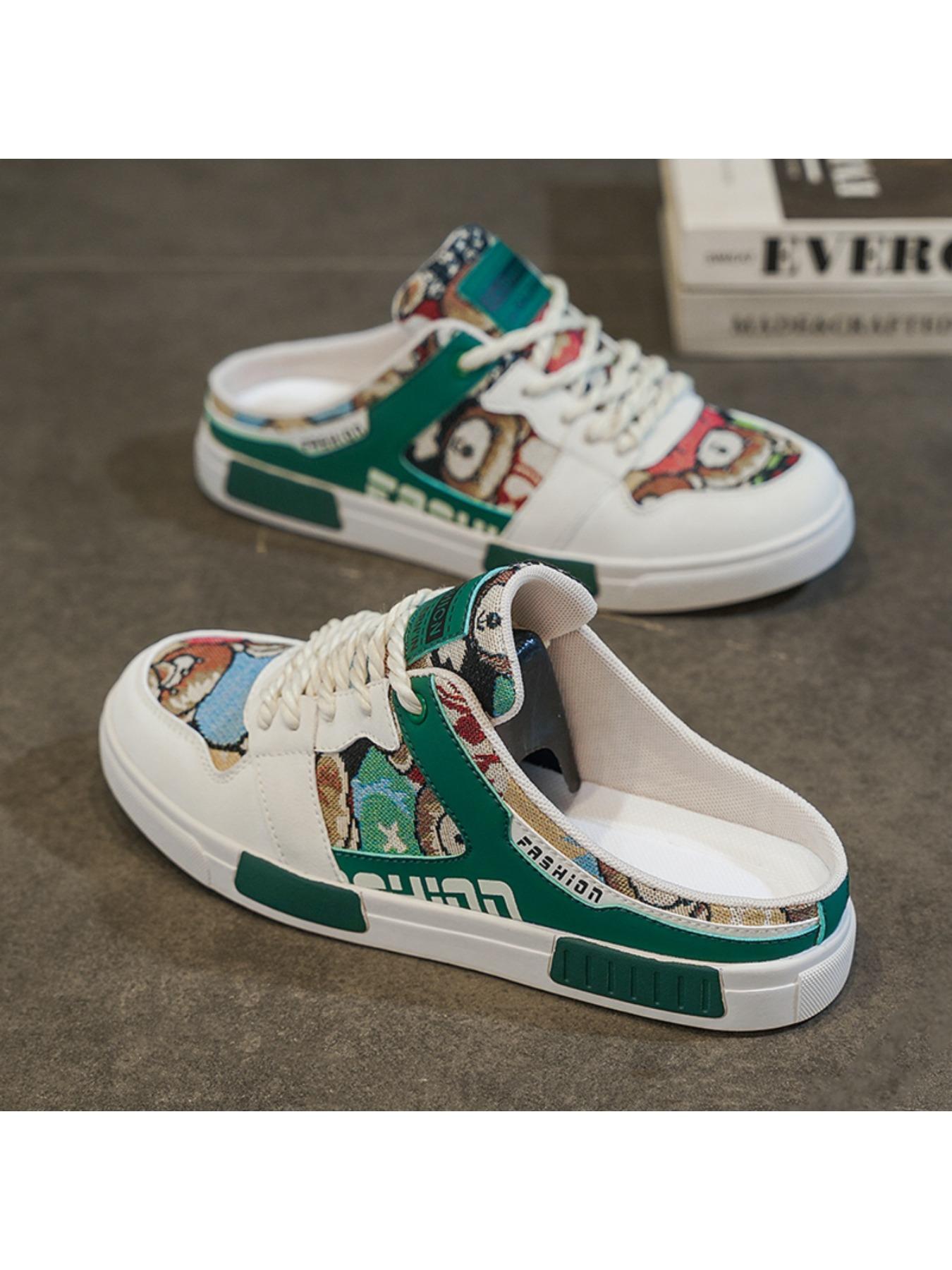 Summer Men's Half Slippers Fashion Large Size Non-Slip Breathable Casual Slippers, Stylish Comfortable Footwear for Daily Wear, Mesh Breathable Slides