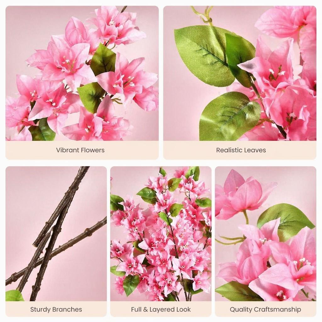 3 Piece Artificial Plum Blossom, 31.5 Inch Silk Plum Blossom, DIY Garden Home Wedding Party Decor, Indoor Outdoor Decoration