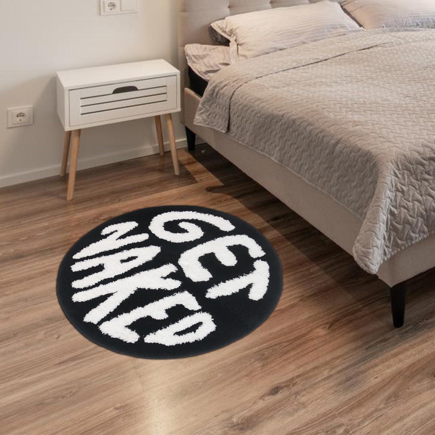 High-End Bathroom Rug, Fun 'get Naked' Round Mat, Soft Short Pile, Multi-Sizes, Easy Clean, Decorative Pad for Bedroom & Bath