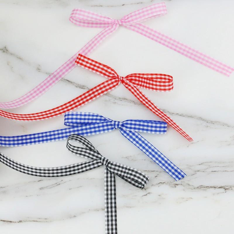 50m Plaid Ribbon Roll, 1cm Wide, Ideal for Home Wedding Christmas Party Decor, DIY Hair Clips, Bowties, Gift Wrapping, Sewing Supplies