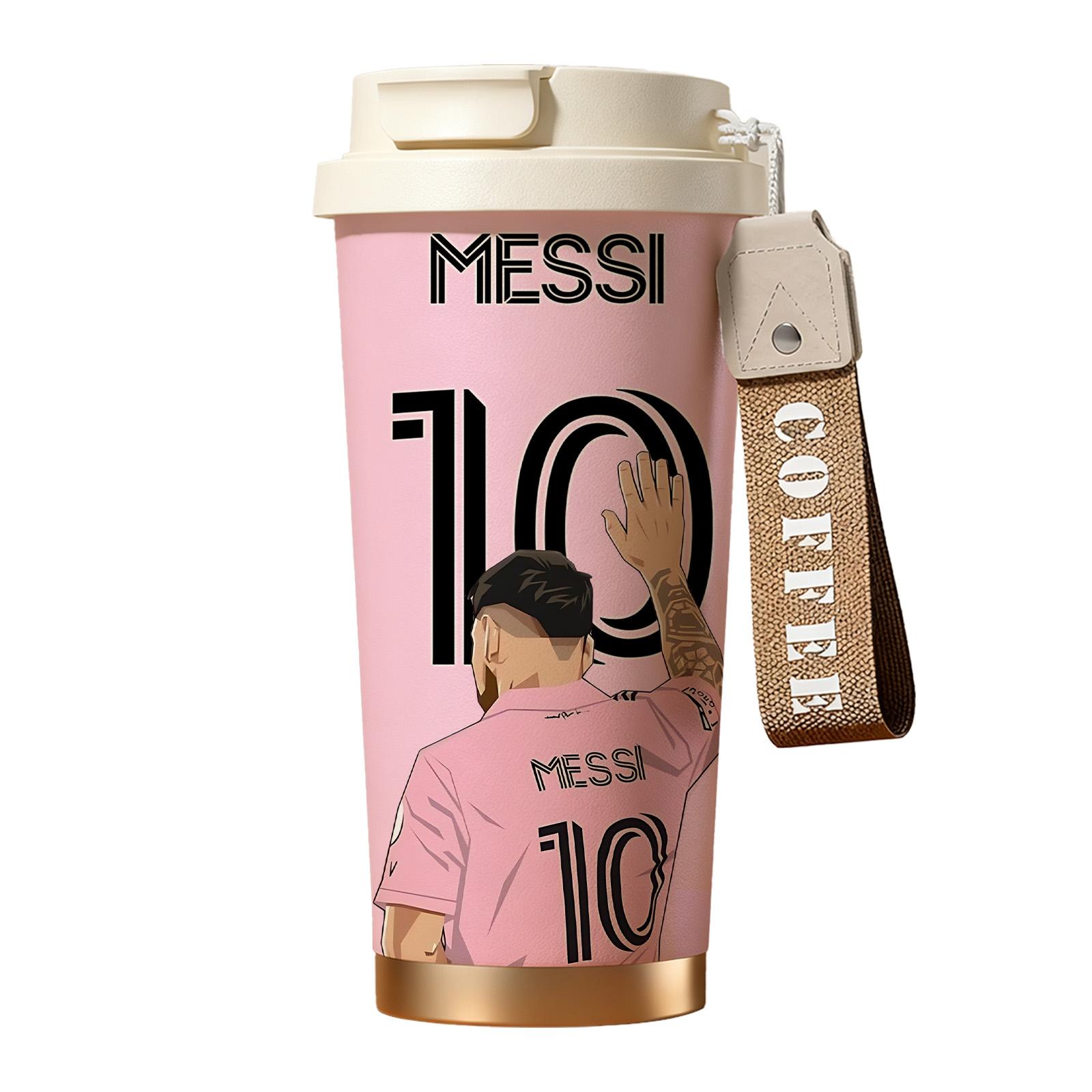 Vivacup 1Pc insulated mug Messi 10 Argentina vacuum cup, Thermos Cup, double wall stainless steel leak-proof travel tumbler, Tumbler with lid for hot cold drinks, keeps warm 12 h/cold 24 h, 18oz soccer fan coffee thermal mug, football lover gift