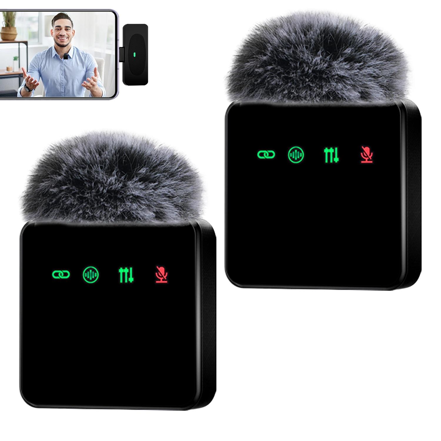 Lavalier Microphone Lapel Mic Noise Cancelling Mic Portable Compact Recording Clip On Microphone For Smartphone Camera Live Streaming Interview Podcast Vlog Video Recording Outdoor Indoor Audio Recording Equipment Noise Canceling Mics