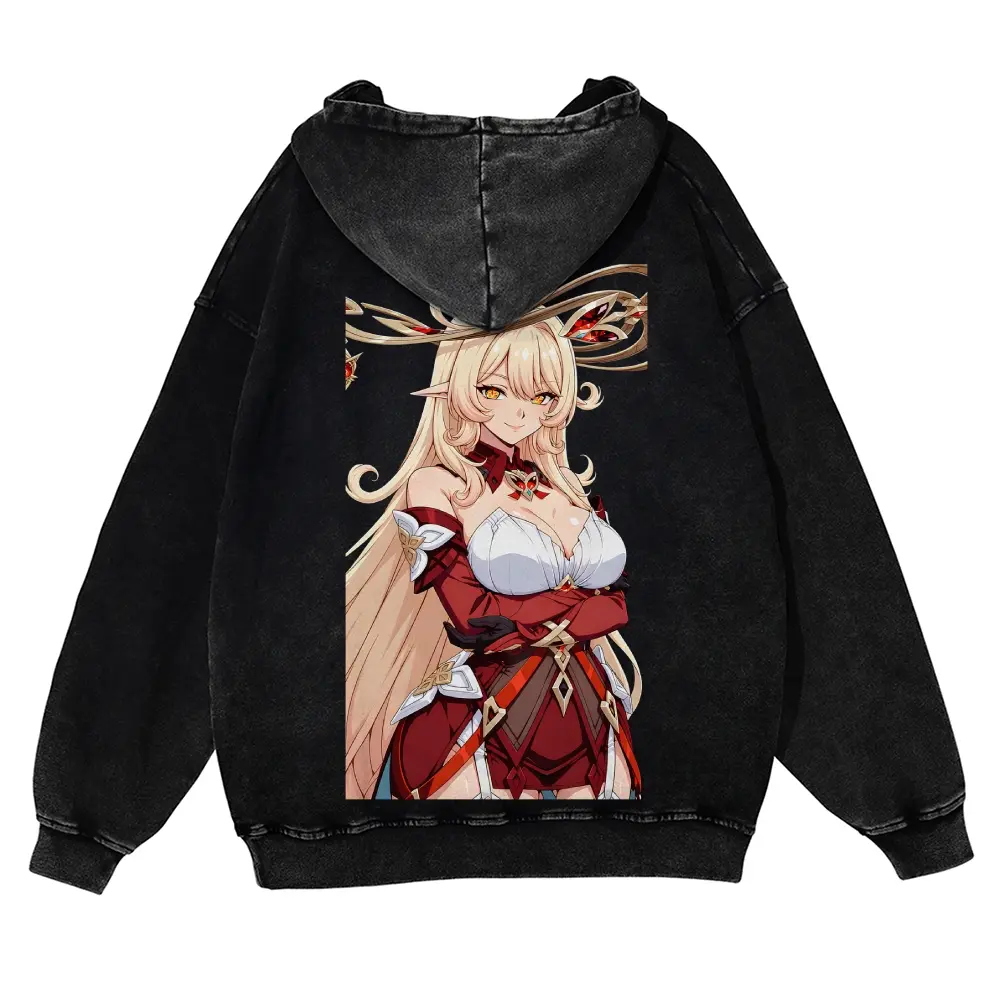 Unisex Alice from Hexenzirkel, a blonde elf anime queen Graphic Washed hoodie Personalized Pattern Y2k Clothing Round Neck Washed hoodie,Women's Clothing 100% Cotton, Menswear, Top, Vintage Style,Summer Casual Oversized
