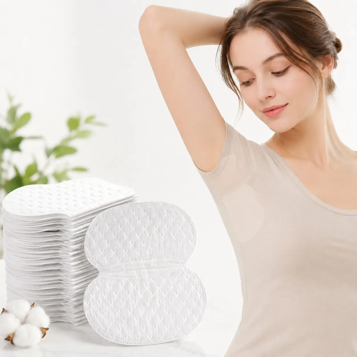 Underarm Sweat Pads 50pcs/500pcs Disposable Invisible Breathable Ultra Absorbent Anti Sweat Armpit Sweat Patches for Sweat Stain Protection Body Care
