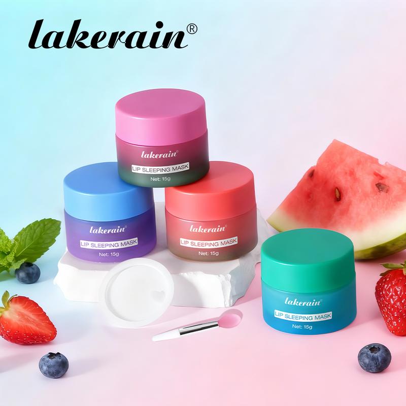 Hydrating Sleep Lip Mask, Lip Sleeping Mask, Dual-Tone Lip Mask with Shea Butter & Fruit Extracts, Deeply Moisturizes & Nourishes Lips, Contains Vitamin E for Lip Care, 4 Fruit Scents, Ideal for Night-time Lip Care, for Daily Use